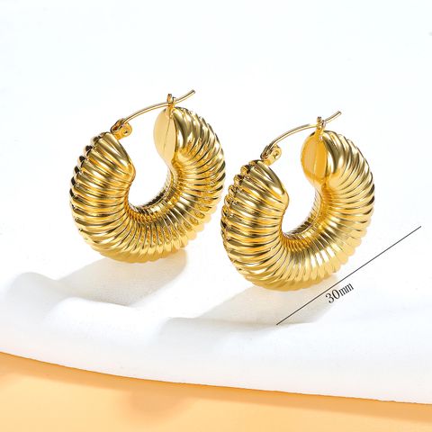 1 Pair Retro Simple Style Round 304 Stainless Steel 18K Gold Plated Ear Studs