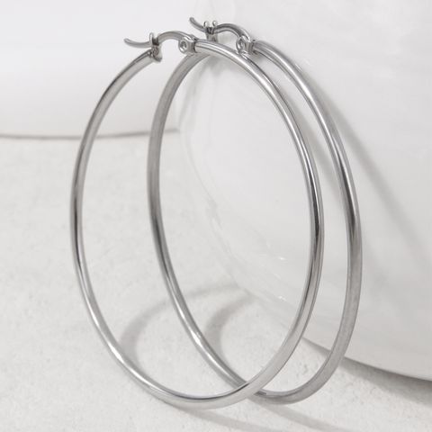 1 Pair Simple Style Classic Style Circle 304 Stainless Steel Hoop Earrings