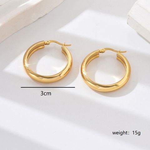 1 Pair IG Style Simple Style Solid Color 201 Stainless Steel 18K Gold Plated Earrings