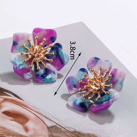 New Acetate Alloy Exaggerated Flower Earrings