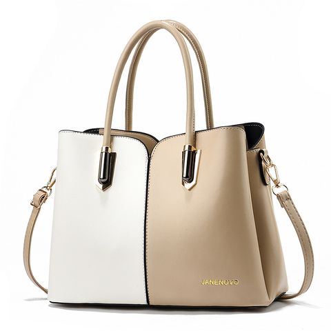 Women's Large Pu Leather Solid Color Elegant Zipper Buckle Handbag