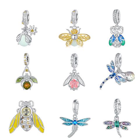 Aifule Spring/Summer Animal Series S925 Sterling Silver Diy Beaded Firefly Dragonfly Scattered Beads Bead Ornament Combination