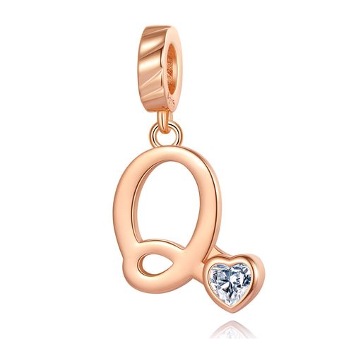 Ornament Letter Pendant S925 White Copper Rose Gold Necklace Pendant Diy Bracelet Charm Cross-Border Hot Sale Accessories