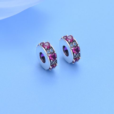 Non-Slip S925 Sterling Silver Zircon Heart Bracelet Accessories Diy Beaded Built-in Non-Slip Rubber Gasket Fashion Fixed Spacer Beads