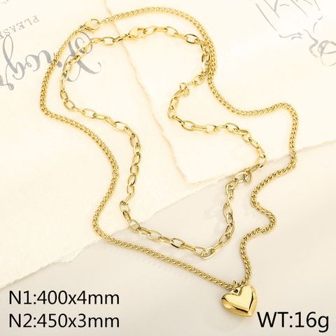 Stainless Steel Titanium Steel 18K Gold Plated Casual Modern Style Plating Heart Shape Layered Necklaces