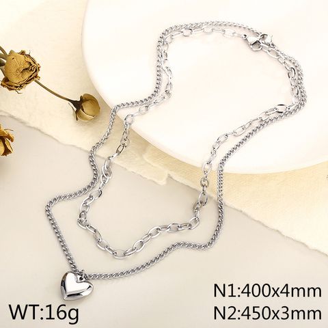 Stainless Steel Titanium Steel 18K Gold Plated Casual Modern Style Plating Heart Shape Layered Necklaces