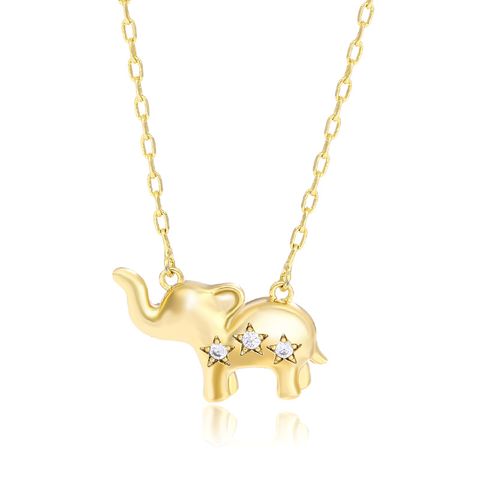 Cute Elephant Alloy Plating Rhinestones Women's Necklace 1 Piece