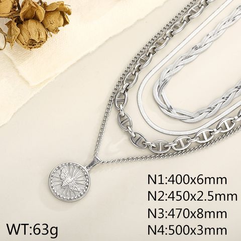 Stainless Steel Titanium Steel 18K Gold Plated Modern Style Plating Coin Layered Necklaces