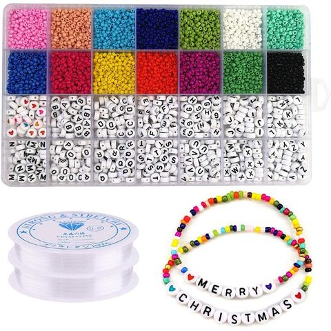 Amazon Hot Diy Ornament Accessories 28 Grid 5000 Pcs Bead Boxed Accessories A- Z 26 Style Beads