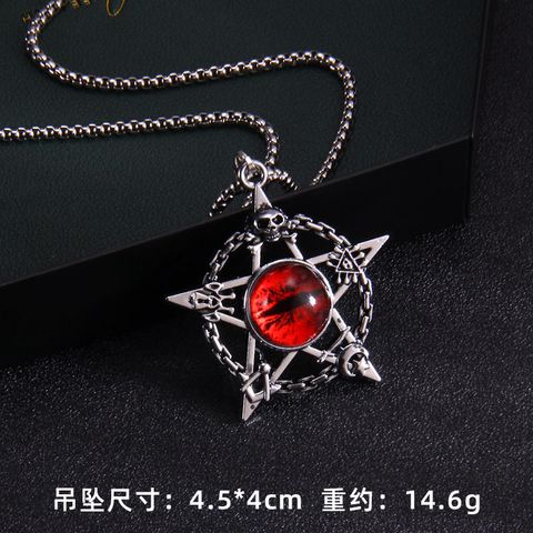 Wholesale Jewelry Fashion Pentagram Devil'S Eye 201 Stainless Steel Zinc Alloy Resin Pendant Necklace