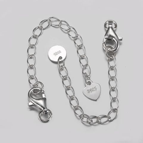 S925 Sterling Silver Extended Chain Extension Chain Heart Round Lobster Buckle Tail Chain Tail Plate Diy Bracelet Jewelry Accessories