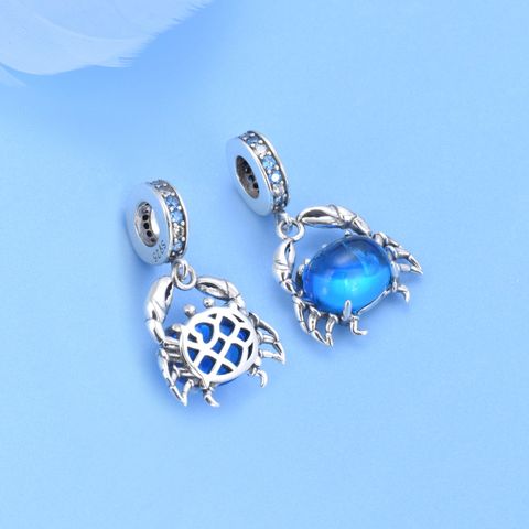 Cross-Border Hot Selling Panjia S925 Sterling Silver Bracelet Accessories Blue Zircon Pendant Diy Crab Bead String Jewelry Wholesale