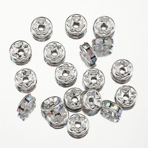 Cross-Border 100 Beaded Rhinestone Spacer Beads 4-10mm Round Diamond Spacer Sequin Diy Bracelet Ornament Accessories