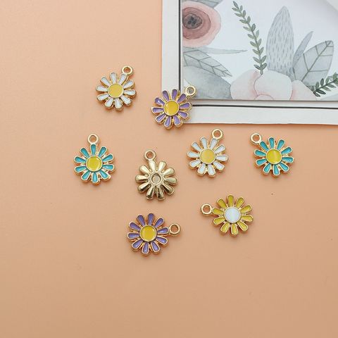 Jewelry Accessories Diy Handmade Material Alloy Dripping Oil Fresh Sunflower Daisy Homemade Earrings Earrings Pendant