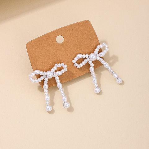 1 Pair Nordic Style Simple Style Bow Knot Beaded Braid CCB Ear Studs