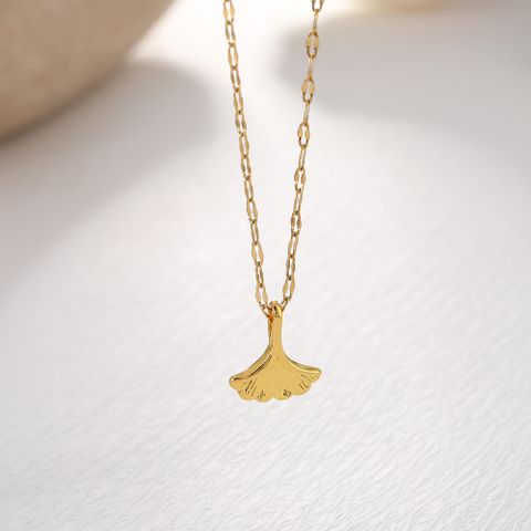 304 Stainless Steel Copper 18K Gold Plated Simple Style Classic Style Plating Shell Pendant Necklace
