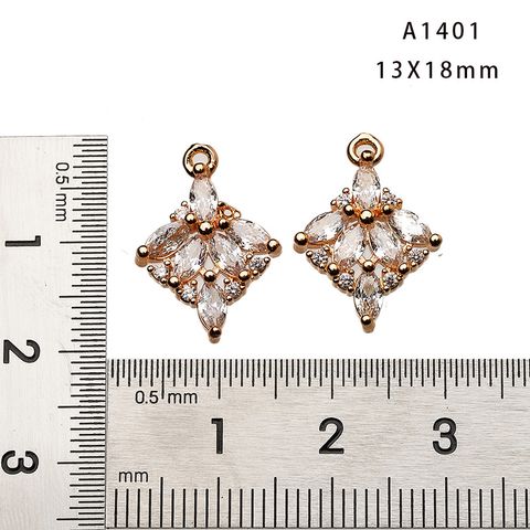 Copper Plating Zircon Crystal Single Pendant Diy Handmade Earrings Ear Clip Ear Rings Hair Accessories Necklace Pendant Accessories