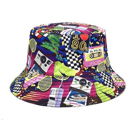 Women's Classic Style Printing Printing Flat Eaves Bucket Hat