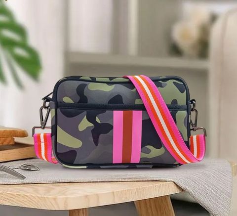 Unisex Small Diving Cloth Camouflage Streetwear Zipper Crossbody Bag