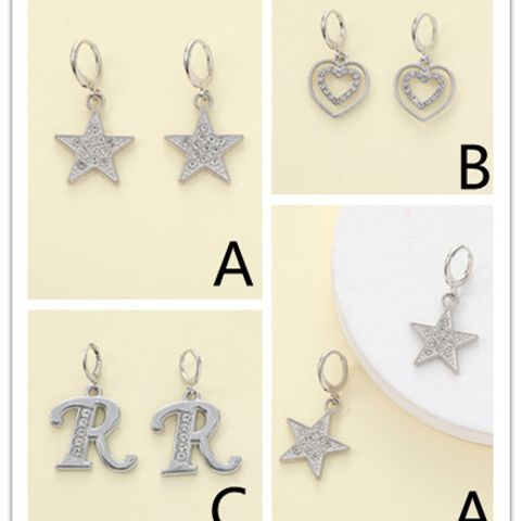 1 Piece Casual Simple Style Letter Heart Shape Stainless Steel Zircon Drop Earrings