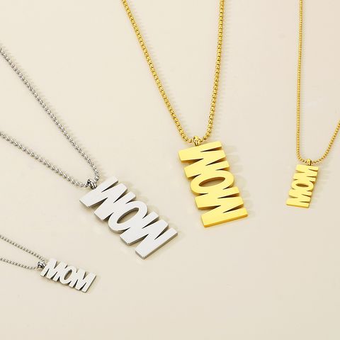 Stainless Steel 18K Gold Plated Simple Style Letter Pendant Necklace