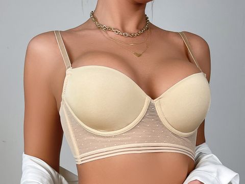 Solid Color Underwire Bra Push Up Gather Breathable Bra&Panty Set