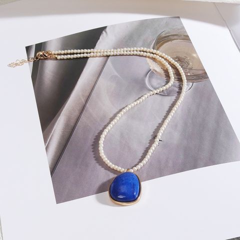 Retro Streetwear Geometric Artificial Pearl Zinc Alloy Beaded Women's Pendant Necklace