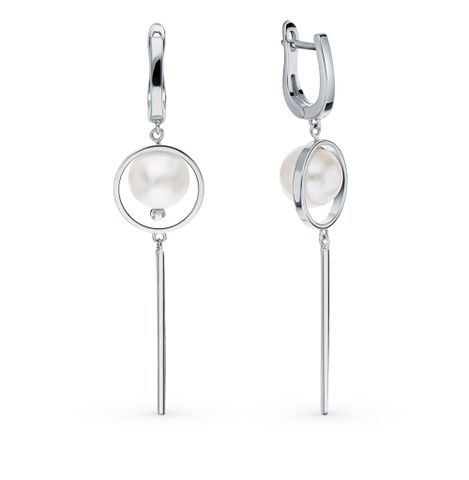 1 Pair Elegant Glam Luxurious Geometric Pearl Sterling Silver White Gold Plated Drop Earrings