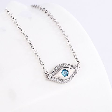 Simple Style Devil's Eye Sterling Silver Inlay Zircon Necklace 1 Piece