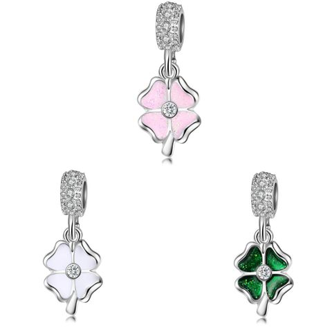 Cross-Border Hot Drop Oil Four-Leaf Clover Alloy Ornament Pendant Diy Bracelet Necklace Simple Jewelry Accessories Wholesale