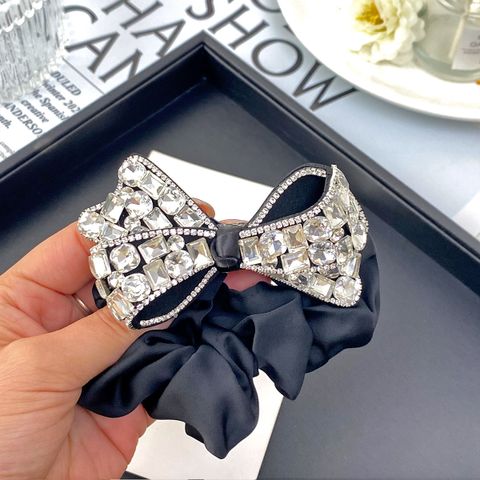 Women's Elegant Preppy Style Shiny Bow Knot Artificial Crystal Rhinestone Inlay Artificial Crystal Rhinestones Hair Tie