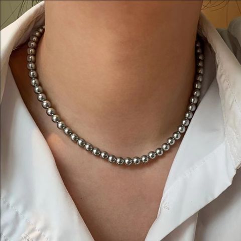 Elegant Simple Style Round Artificial Pearl Alloy Beaded Plating Women's Necklace