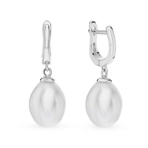 1 Pair Elegant Vacation Solid Color Plating Inlay Sterling Silver Artificial Pearls White Gold Plated Drop Earrings