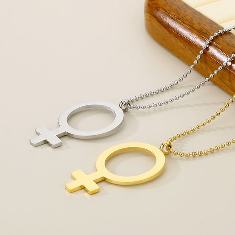 304 Stainless Steel 18K Gold Plated Simple Style Symbol Pendant Necklace