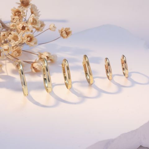 1 Pair Elegant Simple Style Circle Copper K Gold Plated Hoop Earrings Earrings