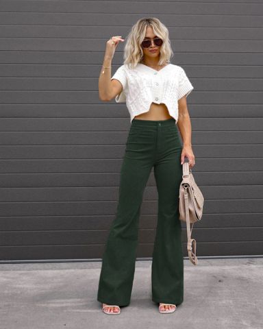 Women's Daily Streetwear Solid Color Full Length Casual Pants Flared Pants