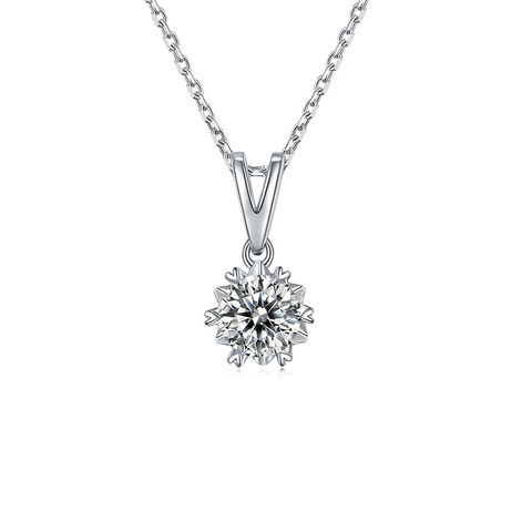Sterling Silver Simple Style Inlay Geometric Lab-grown Diamonds Moissanite Pendant Necklace
