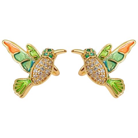 Elegant Cute Bird Copper Inlay Ear Cuffs 1 Pair