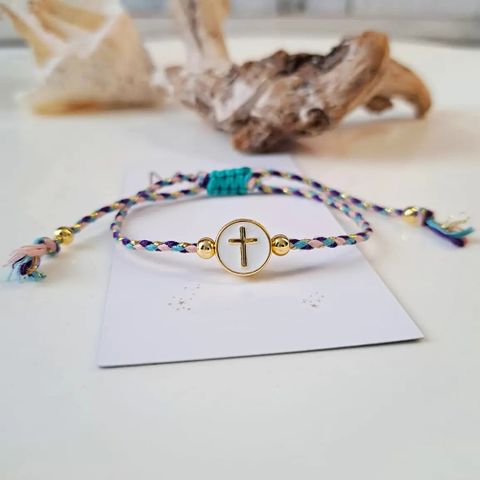 Style IG Fait Main Bohémien Traverser Forme De Cœur Perlé Corde Le Cuivre Perlé Tricot Plaqué Or 18K Unisexe Bracelets