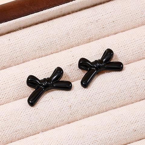 1 Pair Sweet Artistic Bow Knot Synthetic Resin Ear Studs