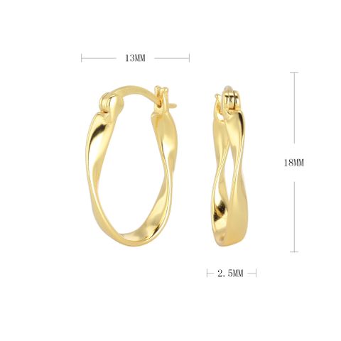 1 Pair Simple Style Twist Sterling Silver Plating White Gold Plated Gold Plated Earrings