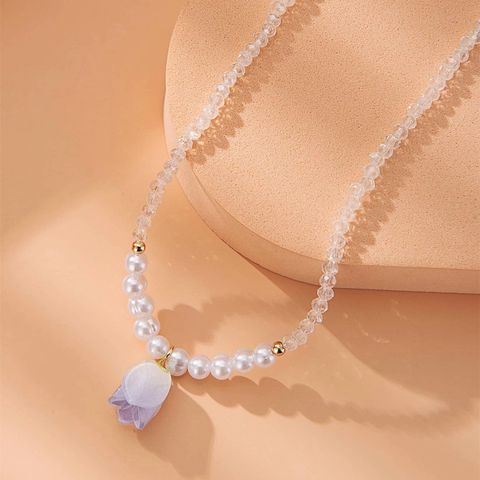 Casual Sweet Tulip Beaded Plating Women's Pendant Necklace