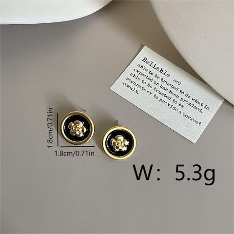 1 Pair Vacation Sweet Round Plating Copper 18K Gold Plated Ear Studs