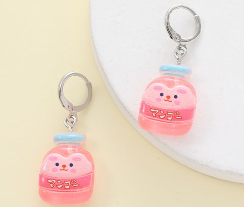 1 Piece Cartoon Style Cute Simple Style Cartoon Bottle Smiley Face Chunky Thick Resin Resin Drop Earrings