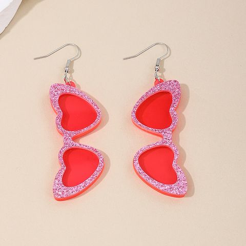 1 Pair IG Style Hawaiian Sweet Heart Shape Glasses Arylic Drop Earrings