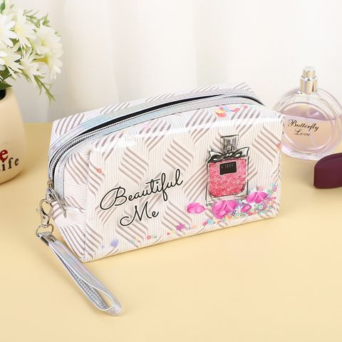 Vacation Letter Pu Leather Square Makeup Bags