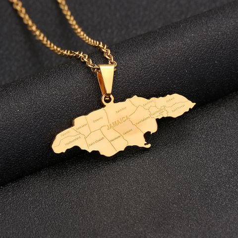 Novelty Ethnic Style Modern Style Map City 304 Stainless Steel Titanium Steel Plating None 18K Gold Plated Unisex Pendant Necklace