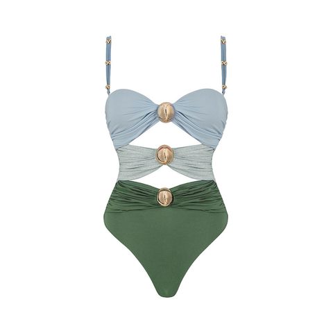 Women's Color Matching Color Contrast Pattern Hollow Out Swimwear