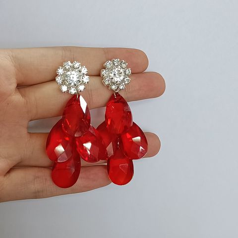 IG Style Retro Water Droplets Glass Inlay Artificial Rhinestones Women's Drop Earrings Ear Cuffs 1 Pair
