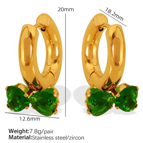 1 Pair Elegant Sweet Bow Knot Plating 304 Stainless Steel Zircon Hoop Earrings